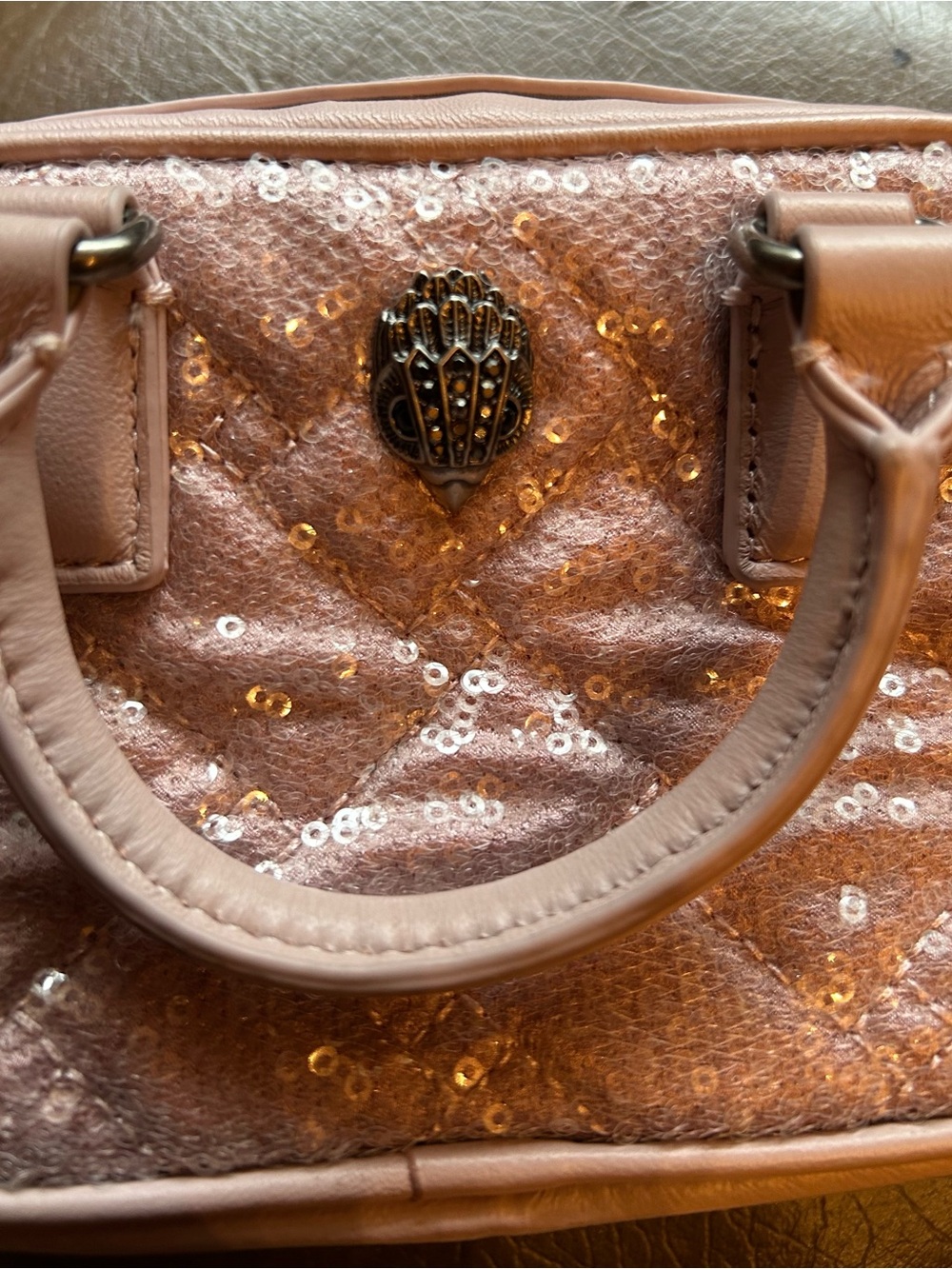 Pink Sequin Quilted Top-Handle Crossbody Bag - Picture 3 of 4